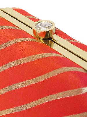 Red Traditional Clutch Box With Chain Strap 3