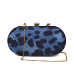 Blue Tiger Clutch Box With Chain Strap