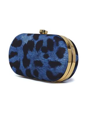 Blue Tiger Clutch Box With Chain Strap 3