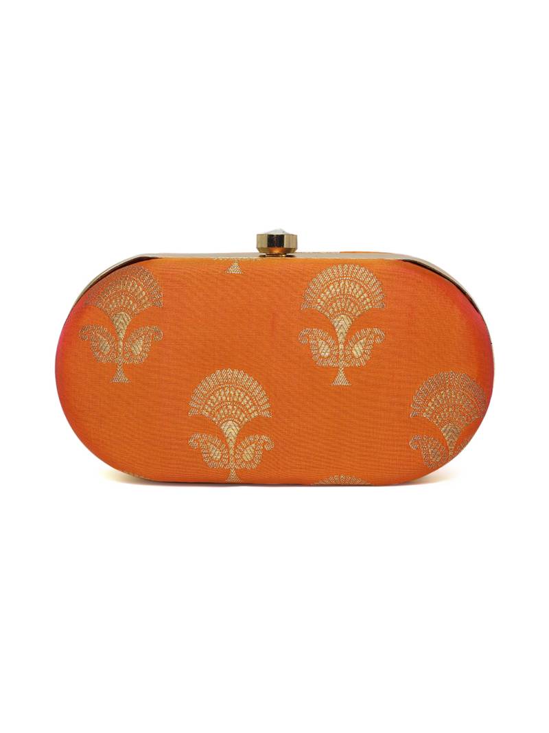 Orange Traditional Clutch Box With Chain Strap Trink 4034050