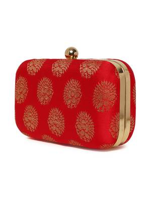 Red Traditional Clutch Box With Chain Strap 2