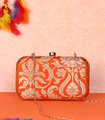 Pink Traditional Clutch Box With Chain Strap