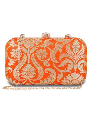 Pink Traditional Clutch Box With Chain Strap 2