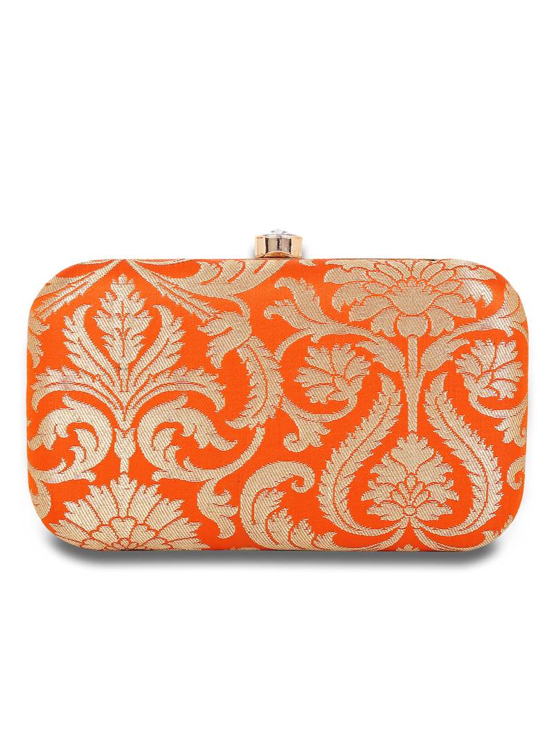 Pink Traditional Clutch Box With Chain Strap