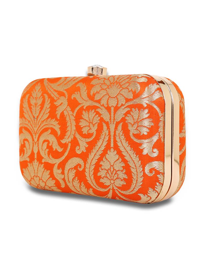 Pink Traditional Clutch Box With Chain Strap