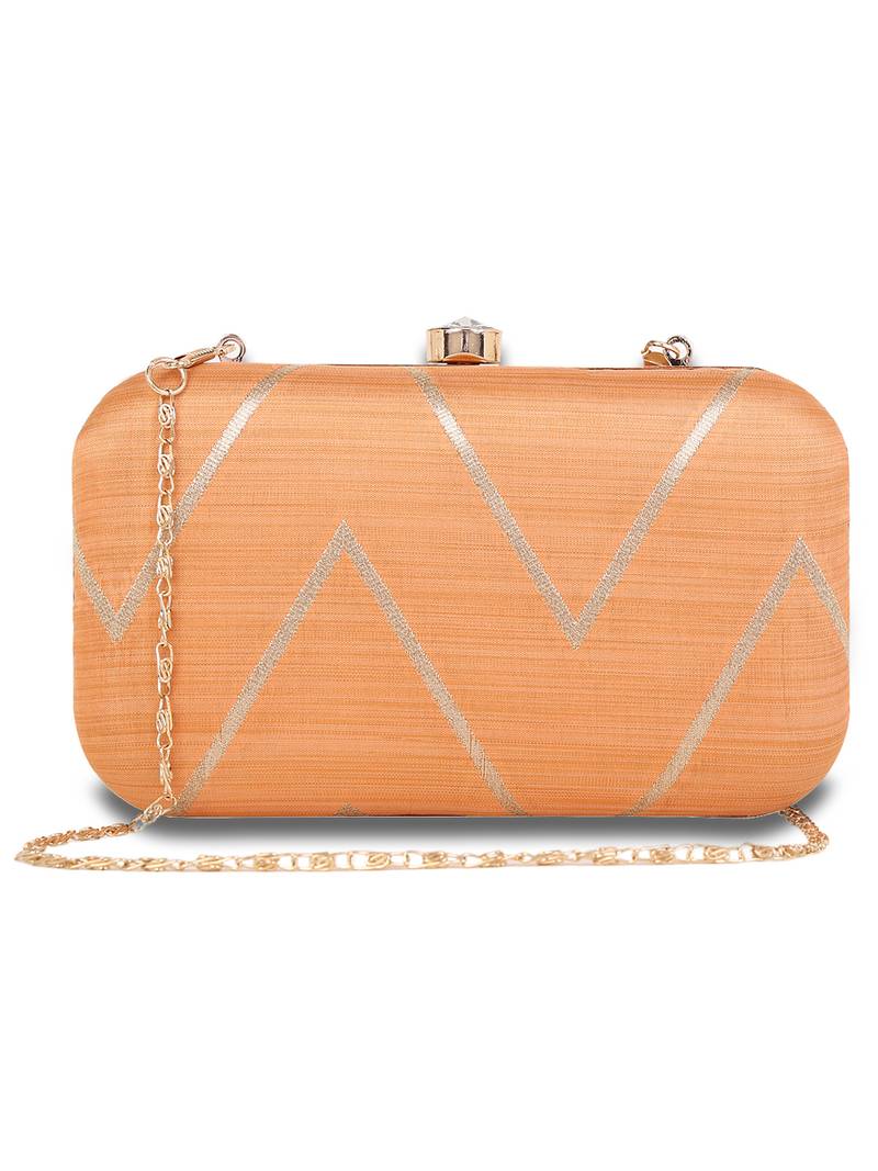 Zic Zac Pink Fashion Clutch With Chain Strap