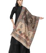 Paisan Beige & Multi Double Beam Kaani Paisely Polyester Modal Stole