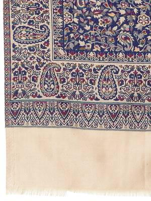 Paisan Navy & Beige Kaani Reversable Paisely Polyester Modal Shawl 4