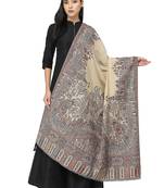 Anekaant Tribal Beige & Multi Double Beam Kaani Ethnic Motifs Polyester Modal Shawl