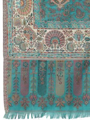 Booti Teal & Multi Double Beam Kaani Floral Polyester Modal Stole 4