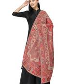 Paisan Red & Multi Double Beam Kaani Paisely Polyester Modal Shawl