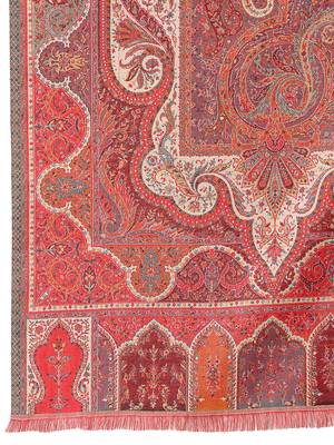Paisan Red & Multi Double Beam Kaani Paisely Polyester Modal Shawl 4