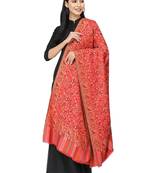 Lush Red & Multi Single Kaani Floral Polyester Modal Shawl