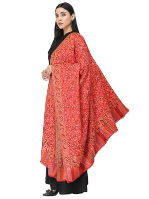 Lush Red & Multi Single Kaani Floral Polyester Modal Shawl 2