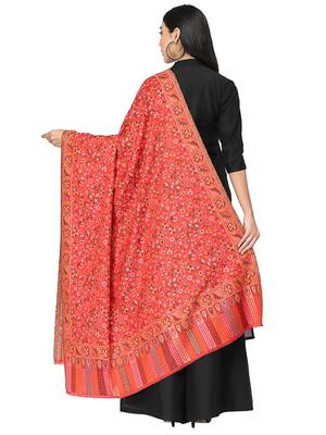 Lush Red & Multi Single Kaani Floral Polyester Modal Shawl 3