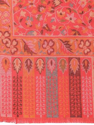 Lush Red & Multi Single Kaani Floral Polyester Modal Shawl 4