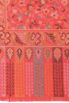 Lush Red & Multi Single Kaani Floral Polyester Modal Shawl