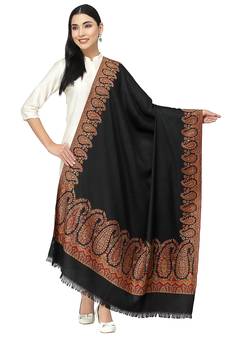 Paisan Black & Brown Single Kaani Paisely Polyester Modal Shawl