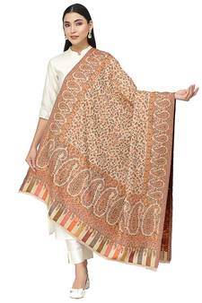 Paisan Beige & Multi Single Kaani Paisely Polyester Modal Shawl