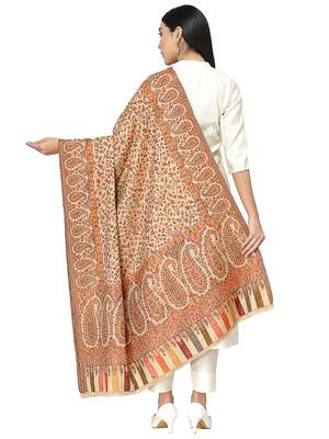 Paisan Beige & Multi Single Kaani Paisely Polyester Modal Shawl 3