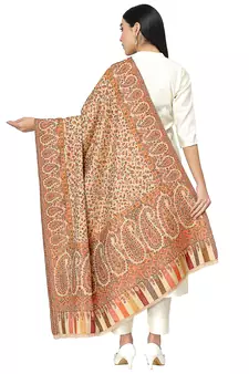 Paisan Beige & Multi Single Kaani Paisely Polyester Modal Shawl