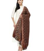 Lush Black & Multi Single Kaani Floral Polyester Modal Shawl