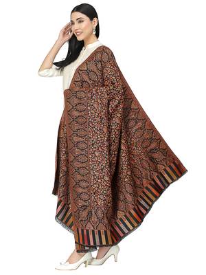 Lush Black & Multi Single Kaani Floral Polyester Modal Shawl 2