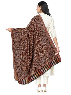 Lush Black & Multi Single Kaani Floral Polyester Modal Shawl 3
