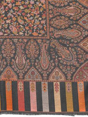 Lush Black & Multi Single Kaani Floral Polyester Modal Shawl 4