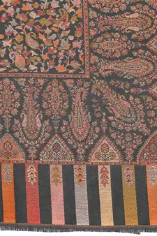 Lush Black & Multi Single Kaani Floral Polyester Modal Shawl