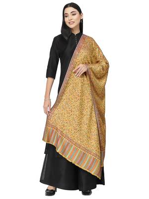 Lush Mustard & Multi Floral Self Design Modal Stole 1