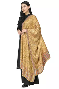 Lush Mustard & Multi Floral Self Design Modal Stole