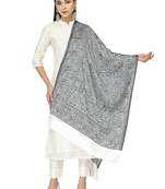 Lush Grey & White Floral Self Design Modal Stole