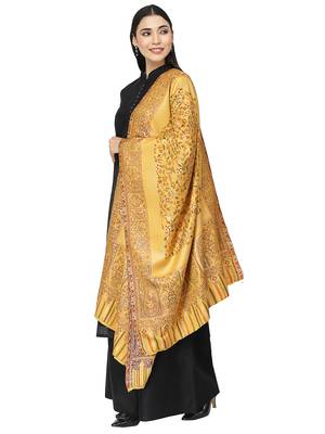 Paisan Yellow & Multi Paisely Self Design Modal & Lurex Stole 2