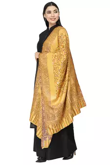 Paisan Yellow & Multi Paisely Self Design Modal & Lurex Stole