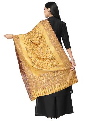 Paisan Yellow & Multi Paisely Self Design Modal & Lurex Stole 3