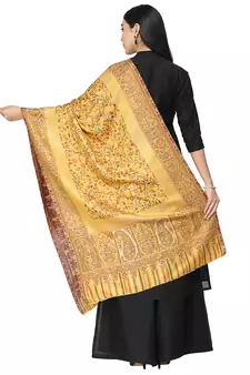 Paisan Yellow & Multi Paisely Self Design Modal & Lurex Stole