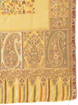 Paisan Yellow & Multi Paisely Self Design Modal & Lurex Stole 4