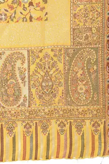 Paisan Yellow & Multi Paisely Self Design Modal & Lurex Stole