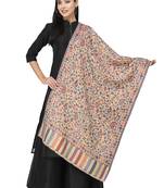 Paisan Cream & Multi Floral Self Design Modal Stole