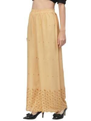 Beige Cotton Lycra Solid Chicken Palazzos 4
