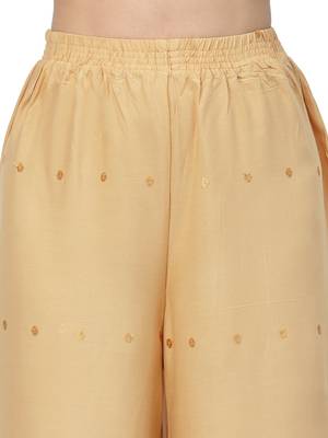 Beige Cotton Lycra Solid Chicken Palazzos 5