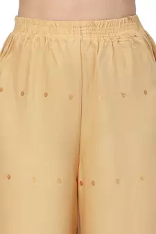 Beige Cotton Lycra Solid Chicken Palazzos