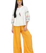 Mustard Cotton Lycra Solid Chicken Palazzos