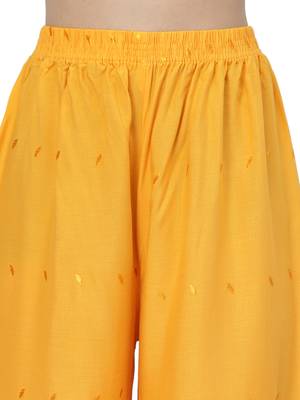 Mustard Cotton Lycra Solid Chicken Palazzos 5