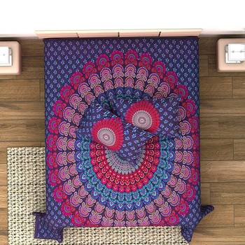 UniqChoice Purple Color 100% Cotton Badmeri Printed King Size Bedsheet With 2 Pillow Cover(D-1010NPurple) 3