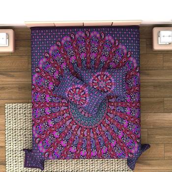UniqChoice Purple Color 100% Cotton Badmeri Printed King Size Bedsheet With 2 Pillow Cover(D-2006NPurple) 3
