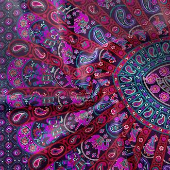 UniqChoice Purple Color 100% Cotton Badmeri Printed King Size Bedsheet With 2 Pillow Cover(D-2006NPurple) 4