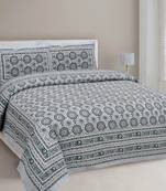 UNIQCHOICE 180 TC Grey Color Floral Printed King Size Bedsheet With 2 Pillow Cover (ELEG-15-Grey)