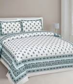 UNIQCHOICE 180 TC Blue Color Floral Printed King Size Bedsheet With 2 Pillow Cover (ELEG-19-Blue)